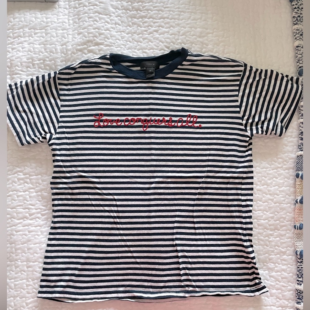 Love conquers all -striped T shirt